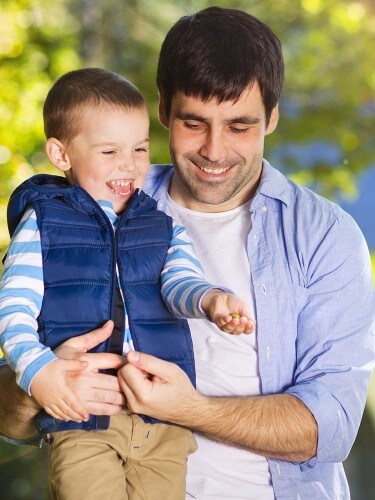 Father and son spending time together in nature
